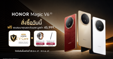 HONOR Magic V6 ขายแล้ววันนี้! สัมผัสที่สุดแห่งสมาร์ตโฟนจอพับสุดแกร่งและเก่ง รับโปรพิเศษ HONOR V Care มูลค่า 29,999 บาท พร้อมสิทธิ์เก่าแลกใหม่ ลดสูงสุด 10,000 บาท